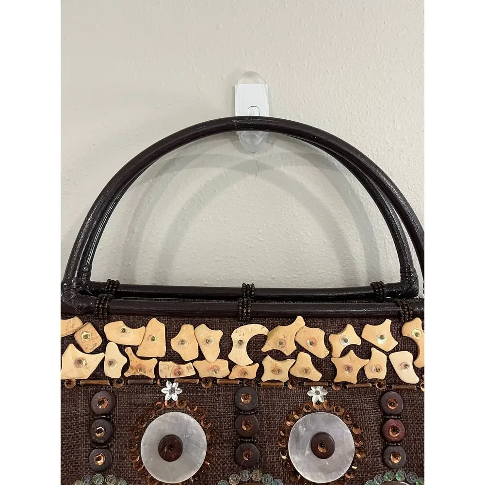 Artsy Boho Embellished Top Handle Bag Unique Indie Festival Statement Purse - Picture 2 of 15